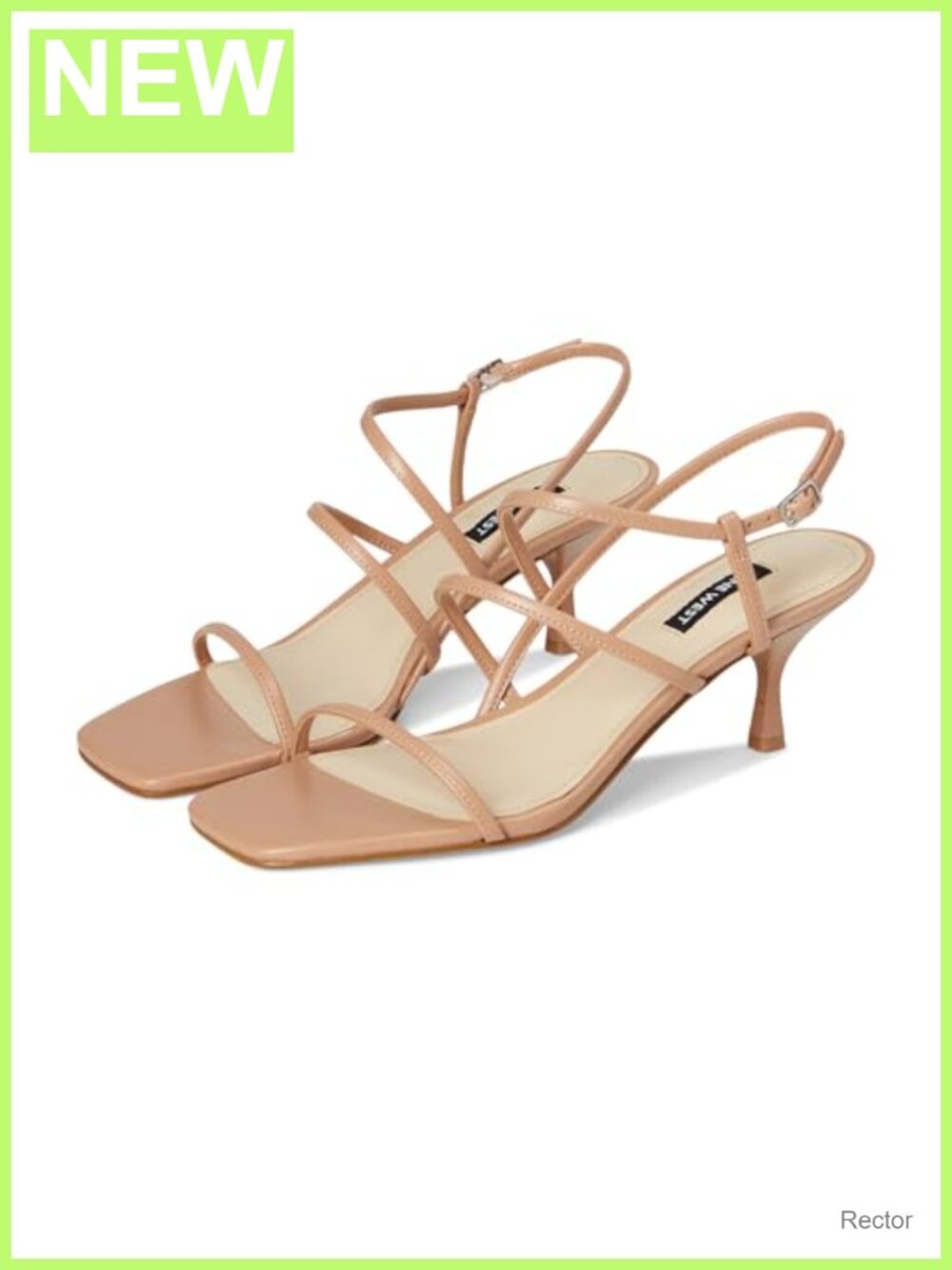 Strappy Kitten Heel Square Toe Dress Sandals Faux Leather Adjustable Buckle